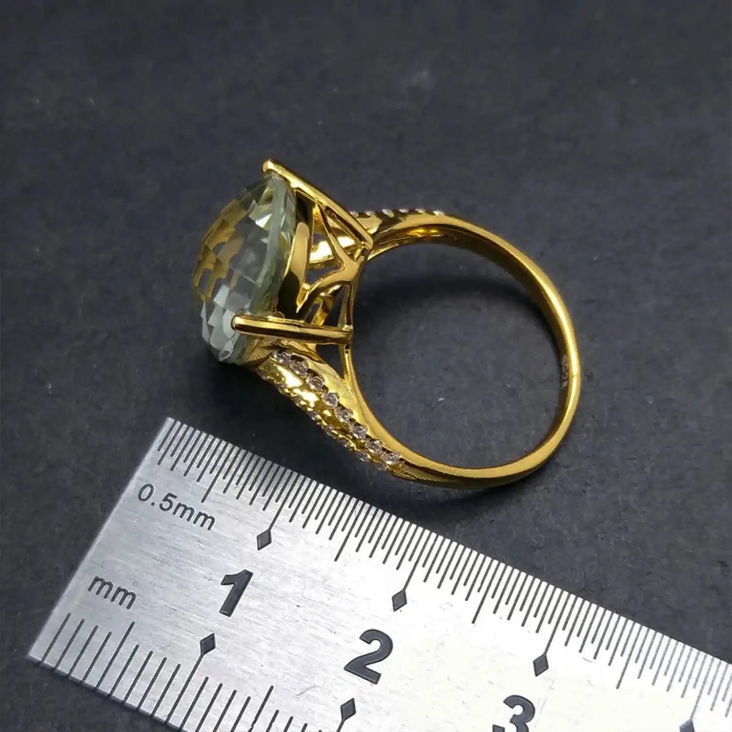 Big Natural Green Amethyst  Ring